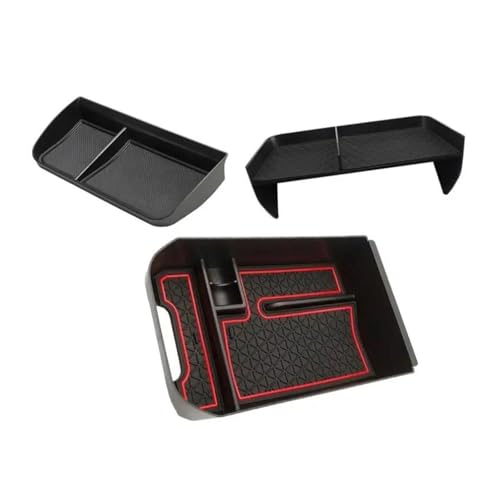 TOPOLVLCKC Für T*oyota Für RAV4 XA50 2019 2020 2021 2022 2023 2024 2025 Hybrid Auto Armlehne Storage Box Auto Dashboard Kleinigkeiten Aufräumen Tablett Mittelkonsole Aufbewahrungsbox(Set Red) von TOPOLVLCKC