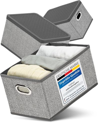 TOPP4u 3x kleine Aufbewahrungs-Box mit Deckel, 26x17x17 cm, Stoffbox, Boxen mit Deckel Aufbewahrung, faltbare Ordnungskisten, Organizer Box, Korb Aufbewahrung, Faltbox, grau-beige TOPP4u 3x kleine Aufbewahrungs-Box mit Deckel, 26x17x17 cm, Stoffbox, Boxen mit Deckel Aufbewahrung, faltbare Ordnungskisten, Organizer Box, Korb Aufbewahrung, Faltbox, grau-beige von TOPP4u