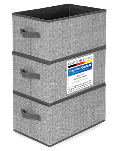TOPP4u Aufbewahrungs-Boxen Stoff 30x21x18 cm, 3er Set, Boxen Aufbewahrung, faltbare Aufbewahrungsbox, Schubladen Organizer Box, Kisten für Kleiderschrank, Stoffboxen, Ordnungsbox, Grau-Beige TOPP4u Aufbewahrungs-Boxen Stoff 30x21x18 cm, 3er Set, Boxen Aufbewahrung, faltbare Aufbewahrungsbox, Schubladen Organizer Box, Kisten für Kleiderschrank, Stoffboxen, Ordnungsbox, Grau-Beige von TOPP4u