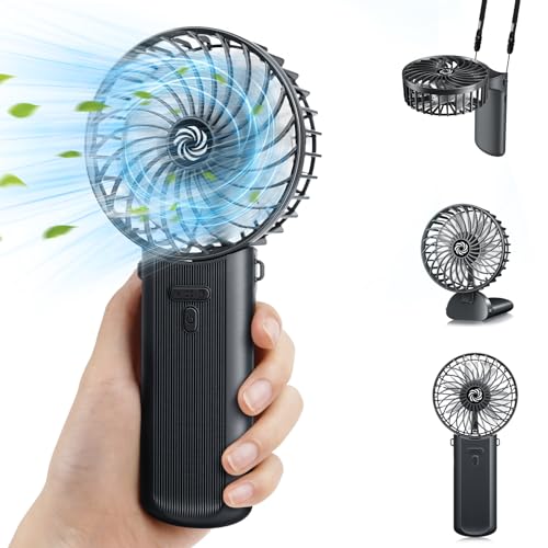 TOPPELIGHT Handventilator Tragbarer Mini Ventilator, Wiederaufladbar Hand Ventilatoren 4 Geschwindigkeiten, Faltbarer USB Ventilator Klein Tischventilator Portable Fan für Büro, Outdoor, Reisen von TOPPELIGHT