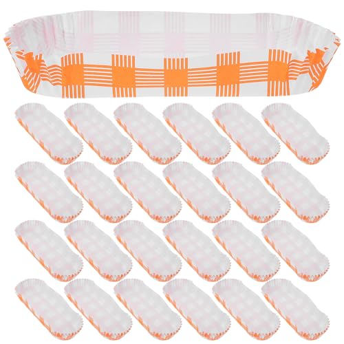 Hot Dog-Tabletts aus Papier, Einweg-Hotdog-Halter, Retro, kariert, Hotdog-Boote, rechteckig, geriffelt, fettbeständig, für zum Mitnehmen, 100 Stück von TOPPERFUN