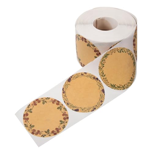 TOPPERFUN 1rolle Selbstklebende Etiketten Mit Blumenmuster Aus Kraftpapier Spule Beschriftungssticker Für Einmachgläser Basteln Und Backen von TOPPERFUN