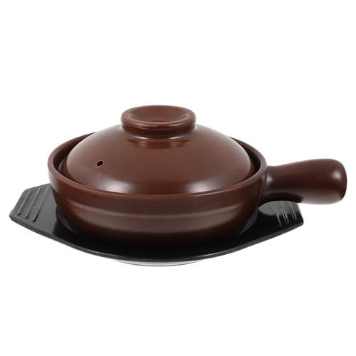 TOPPERFUN 1 Satz Hochtemperaturbeständiger Keramik Schmortopf mit Griff für Eintöpfe Suppen und Aufläufe Praktischem Untersetzer Haushaltsküchenutensil von TOPPERFUN
