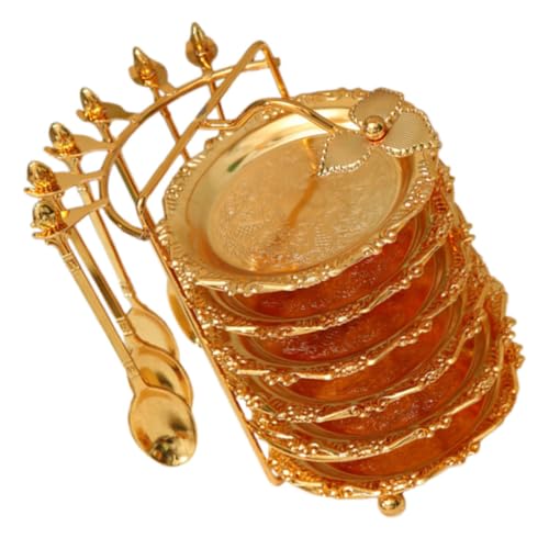 TOPPERFUN 1 Satz Kuchenform-Set Gold Untersetzer Kaffeelöffelhalker Untersetzer Aus Schwarzem Gold Obst-serviertablett Mit Füßen Klare Schüssel Kuchenstand Eisen Golden von TOPPERFUN