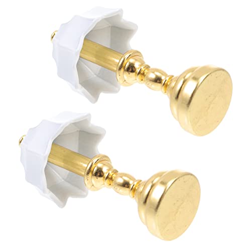 TOPPERFUN 1 Satz Mini-schreibtischlampenmodell Nachttisch Licht Für Winzig Miniatur-tischleuchte Mini-möbelverzierung Mini-möbelmodell Metall Golden 2 Stück von TOPPERFUN