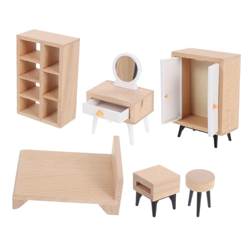 TOPPERFUN 1 Satz Teiliges Schlafzimmermöbel aus Vollholz mit Doppeltürschrank Bett Kommode Zubehör Kreativitätsfördernd und Tragbar von TOPPERFUN