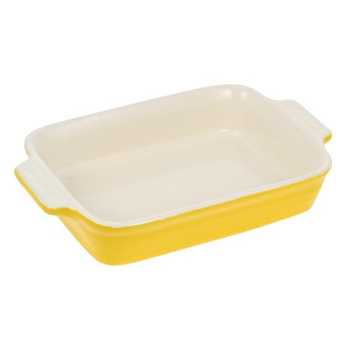 TOPPERFUN 1 Stück Backschüssel Backen Steingut Käse Kochen Porzellan Backform Tablett Quichepfanne Bratschale Kochplatten Für Backofen Keramik Gelb von TOPPERFUN
