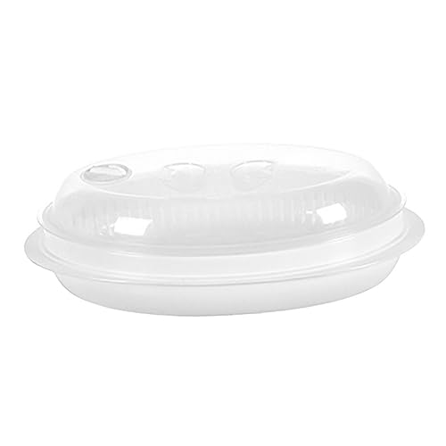 TOPPERFUN 1 Stück Fischdampfer gedämpft Platte Gestell Dampfend Dampfgarer Küchenutensilien Mikrowelle gedünstetes Fischgericht Dampfer mit Deckel Knödeldampfer lebensmittelecht pp Weiß von TOPPERFUN