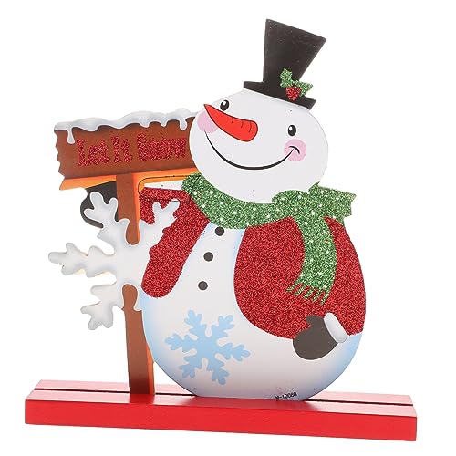TOPPERFUN 1 Stück Holz Weihnachts Tischdeko Kreativer Stand Weihnachtsdekor für Zuhause Büro Restaurant und Partys Bunte Schneemann Adornierung von TOPPERFUN