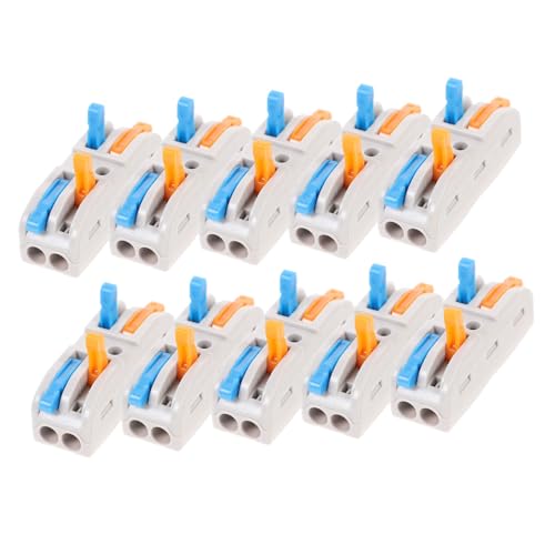 TOPPERFUN 10 Stück Teiliges Elektrisches Kabelverbinder Kompakte Schnellsteckklemme aus Kupfer und Nylon Isoliert Flammhemmend Wiederverwendbar Werkzeugfrei Geeignet für Harte und Flexible von TOPPERFUN