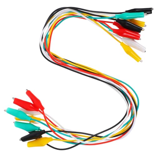 TOPPERFUN 10 Stück Teiliges Krokodilklemmen Testleitungen mit Doppelkopf und Silikondraht Farbiges Multimeter Zubehör Stark Haftende Messleitungen für Elektronische Reparaturen und von TOPPERFUN