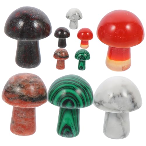 TOPPERFUN 10 Stück Teiliges Mini Kristallpilze aus Naturstein Handgefertigte Miniatur Mikrolandschaftsdeko Langlebige Blumentopf Pilzornamente Geeignet für Innen und Außendekoration von TOPPERFUN