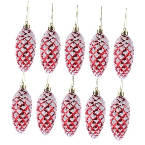 TOPPERFUN 10 Stück Teiliges Weihnachtsbaum Hängedekorationen aus Kunststoff Form für Weihnachtsfeste Partys und Tägliche Dekorationen Rot TOPPERFUN 10 Stück Teiliges Weihnachtsbaum Hängedekorationen aus Kunststoff Form für Weihnachtsfeste Partys und Tägliche Dekorationen Rot von TOPPERFUN