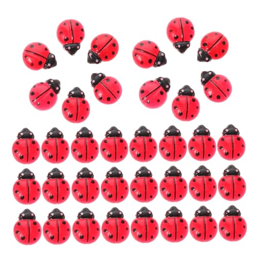 TOPPERFUN 100 Stück Harzkäferzubehör Marienkäfer-perlengirlande Minifiguren in Loser Schüttung Mikrolandschaftsornamente Mini-tierfiguren Fehler Für Gummiwanzen Gefälschte Fehler Rot von TOPPERFUN