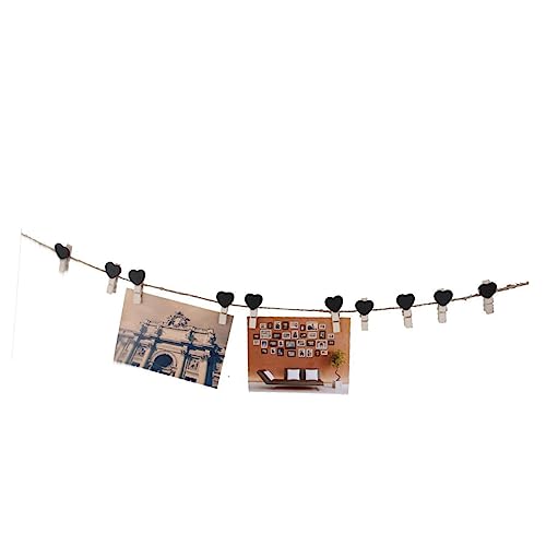 TOPPERFUN 10stücke Holzklammern Herzform Schwarz Hochzeit Party-Dekoration Mit Schnur Bastelzubehör Zum Aufhängen Von Memos Und Fotos von TOPPERFUN