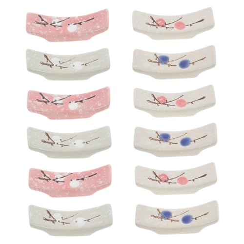 TOPPERFUN Stilvoller Japanischer Essstäbchen- Und Löffelhalter 12-teiliges Set Keramikständer Essstäbchenablage Für Küche Esstisch Bauernhausstil von TOPPERFUN