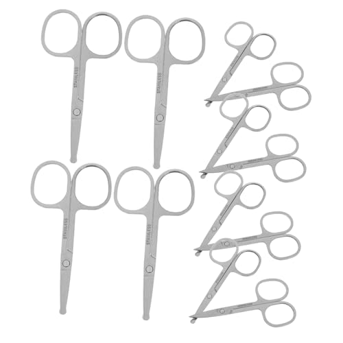TOPPERFUN 12 Stück Teiliges Edelstahl Präzisionsscheren Kleine Rostfreie Scheren mit Abgerundeten und Spitzen Spitzen Vielseitig für Labor Gesichts und Bartpflege Präzises Schneiden bei Nase von TOPPERFUN