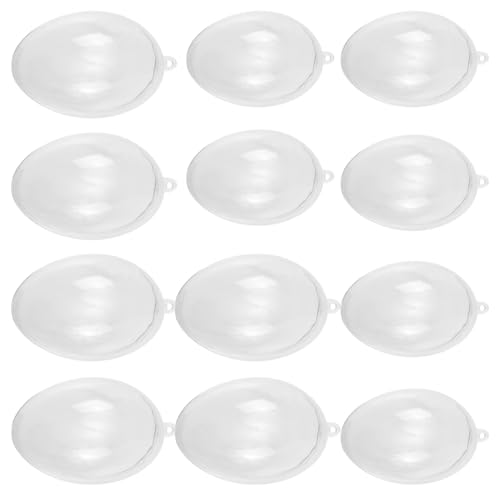 TOPPERFUN 12st Transparente Ei Ostereier, 8,0 x 5,9cm Befüllbare Kunststoffornamente, Können Aufgehängt Werden, Weihnachtsdekoration, Heimornamente für Feiertagspartys von TOPPERFUN