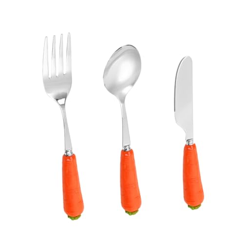 TOPPERFUN 1Satz Kinderbesteck Set Teilig mit Karotten Löffel Messer Kinderfreundlichem Griff Kleine Hände für Essenlernen zu Hause von TOPPERFUN