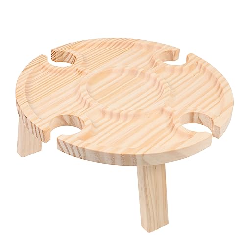 TOPPERFUN 1stück Tragbarer Faltbarer -Picknick Und Weintisch Für Snacks Für Garten Camping Und Partys Praktischer Snacktisch Im Natürlichen Design von TOPPERFUN
