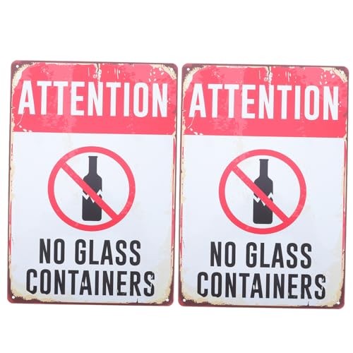 TOPPERFUN 2 Poolschilder Für Draußen: Warnschild „ Glasbehälter“ – Sicherheitsbeschilderung Für Den Außenbereich. Glaswaren Erlaubt Für Schwimmbäder, Strandmusikfestivals von TOPPERFUN