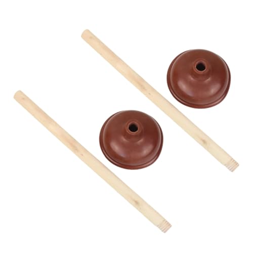 TOPPERFUN 2 STÜCK Teiliges Rohrreinigungsset mit Holzgriff Robustes Gummi pümpel für Toilette und Abfluss Langlebig Einfach zu Bedienen zur Beseitigung von Rohrverstopfungen in Bad und von TOPPERFUN