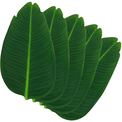 TOPPERFUN 2 Sätze Bananenblatt-tischsets Esstisch Marine Matten Dekoration Mit Bananenblättern Ort Tischläufer Gestempelt Platzdeckchen Seidentuch Green 5 Stück * 2 von TOPPERFUN