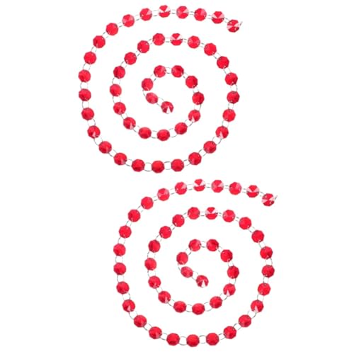 TOPPERFUN 2 Stück Achteckiger Perlenvorhang Ornamente Dekoration Perlenkette Girlande hängend Pastell Achteckiger Perlenstrang aus Glas achteckige Perlenkette Gewöhnliches Glas rot von TOPPERFUN