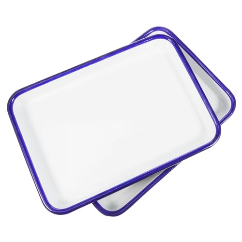TOPPERFUN 2 Stück Enamel Baking Tray Wiederverwendbare und Waschbare Backform Antihaft Roasting Dish für Pizza Pancakes und Lebensmittelechtes Material von TOPPERFUN