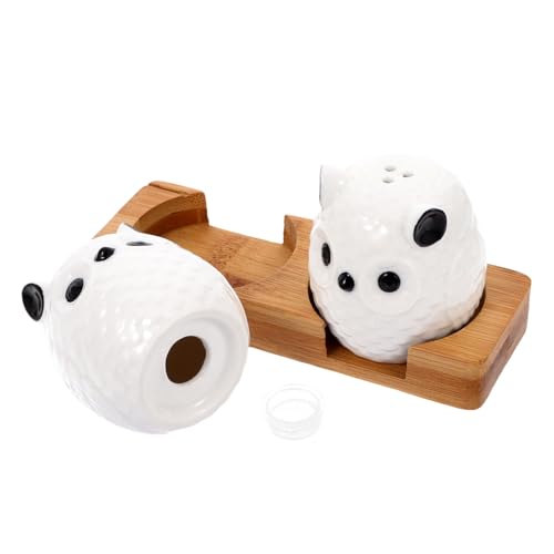 TOPPERFUN 2 Stück Gewürzflaschen-Set Salzschale mit Deckel Salz- und Zuckerbehälter aus Keramik Salzgericht Salzschüttler Salz Zuckerbehälter Mini Salzstreuer Salzglas Bambus von TOPPERFUN