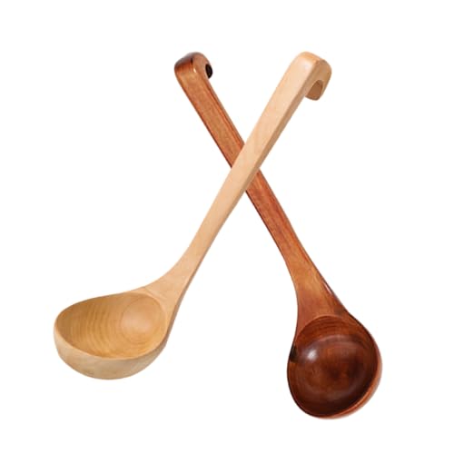 TOPPERFUN 2 Stück Holzlöffel Mit Langem Griff Holzkelle Zum Kochen Bambuskelle Holzsuppenlöffel Holzsuppenkelle Holzsuppenkelle Schöpfkellen Zum Kochen Schöpflöffel Küchenkelle von TOPPERFUN