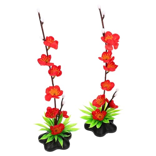 TOPPERFUN 2 Stück Japanische Sashimi Platte Dekoration Künstliche Blüten für Teller Verschönerung mit Lebensechten Roten Fake Blumen als Deko Tablett Ornament für Sushi und Kalte Speisen von TOPPERFUN