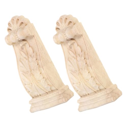 TOPPERFUN 2 Stück Kapitell aus geschnitztem Holz rustikal Konsolen dekorativ Säule Holzgeschnitzte Onlay-Applikationen Holzschnitzapplikation im europäischen Stil Beige von TOPPERFUN