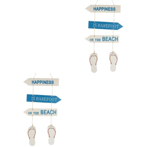 TOPPERFUN 2 Stück Marine Pantoffeln Strandzubehör im Freien Willkommen Seemerkonte hängend Strandwand hängen nautischer Wandschmuck Einrichtung mit Strandmotiven Holz von TOPPERFUN