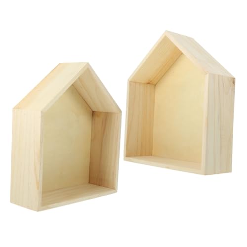 TOPPERFUN 2stücke Wandregal Rustikales Hausregal Wandmontage Für Schlafzimmer Und Büro Dekorative Ablage Für Bilderrahmen Und Figuren Fünfseitiges Design Naturholzfarbe von TOPPERFUN