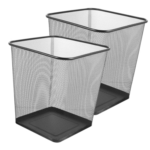 TOPPERFUN 2 Stück Metall Papierkorb Müllcontainer Abfalleimer Büro Haushalt Recyclingbehälter Desktop Mülleimer Küchen Mülleimer Eimer Mülleimer Abfalleimer Eisen Schwarz von TOPPERFUN