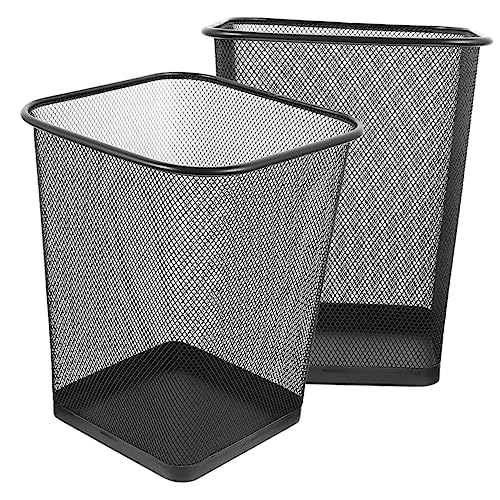 TOPPERFUN 2 Stück Metall Papierkorb Schreibtisch Mülleimer Stahl Abfallkorb Für Badezimmer Mülleimer Recycling Mülleimer Kleiner Mülleimer Netz Quadratisch Einfach Büro von TOPPERFUN
