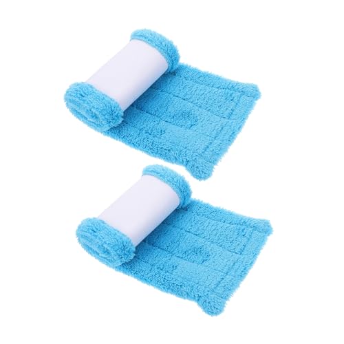 TOPPERFUN 2 Stück Mikrofaser Mop Ersatzkopf Blau Wiederverwendbare Korallenvlies Mop Aufsätze Waschbare Reinigungspads für Glatten Böden Fest Sitzend für Fliesen Marmor und Vinyl von TOPPERFUN