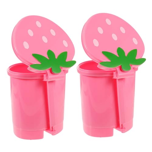 TOPPERFUN 2 Stück Mini-Mülleimer einfach Müllbehälter schlank Müll kann Nachttisch-Mülleimer Desktop-Mülleimer für das Büro Hausmülleimer Papierkorb in Cartoon-Form pp Rosa von TOPPERFUN