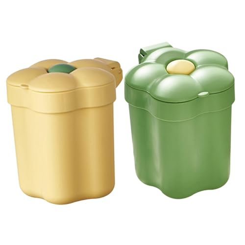 TOPPERFUN 2 Stück Mini Tisch mülleimer mit Blumen design Kompakter Desktop Papierkorb aus Robustem Dekorativer Abfalleimer mit Deckel für Büro Haushalt und Schlafzimmer Platzsparend und von TOPPERFUN