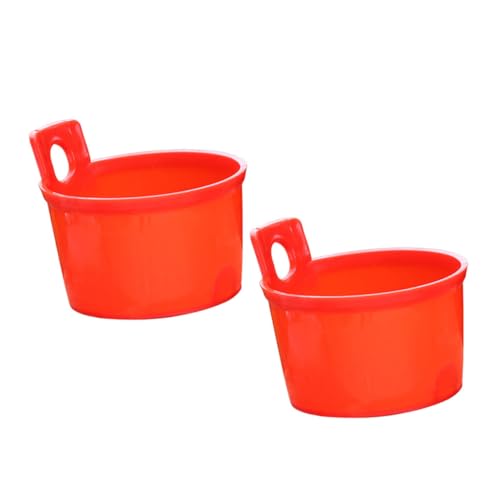 TOPPERFUN 2 Stück Schöpfkelle mit langem Griff Bewässerung Anlage Küchenwasserschaufel praktische Wasserkelle Blumenwasserschaufel gießen Wasserschöpfer Plastik rot von TOPPERFUN