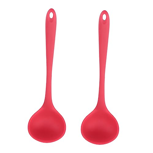 TOPPERFUN 2 Stück Silikon Suppenlöffel mit Langem Griff Hitzebeständig und Antihaft für Suppen Eintöpfe und Rot TOPPERFUN 2 Stück Silikon Suppenlöffel mit Langem Griff Hitzebeständig und Antihaft für Suppen Eintöpfe und Rot von TOPPERFUN