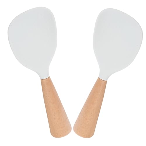 TOPPERFUN 2 Stück Stehender Reislöffel aus Hitzebeständigem Silikon mit Holzgriff Antihaftbeschichteter Rutschfester Reisschaufel für Reiskocher Leichtes Praktisches Küchenutensil zum TOPPERFUN 2 Stück Stehender Reislöffel aus Hitzebeständigem Silikon mit Holzgriff Antihaftbeschichteter Rutschfester Reisschaufel für Reiskocher Leichtes Praktisches Küchenutensil zum von TOPPERFUN