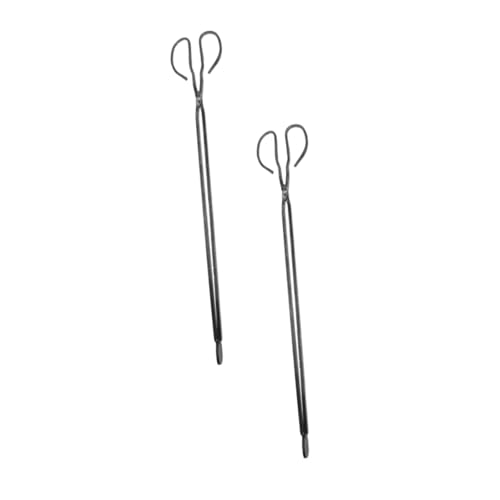 TOPPERFUN 2 Stück Verlängerte Kaminzange Feuerholzgreifer aus Stabilem für Grill Bbq Kamin und Outdoor Sichere Kohlezange zum Greifen und Wenden von Briketts und Holzscheiten von TOPPERFUN