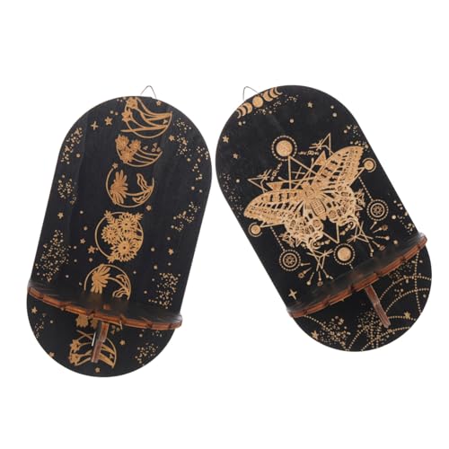 TOPPERFUN 2 Stück Wandregal aus Holz im Bohemian Stil Kristall Display Regal für Wanddekoration für Ornamente und Kerzenhalter Installieren Langlebig und Vielseitig Einsetzbar von TOPPERFUN