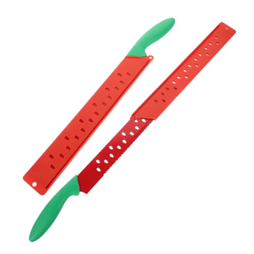 TOPPERFUN 2 Stück Wassermelonenmesser mit Gezackter Wassermelonenschneider für Präzises Schneiden Obstschneider und Kuchenmesser für Große Früchte und Kuchendekoration von TOPPERFUN