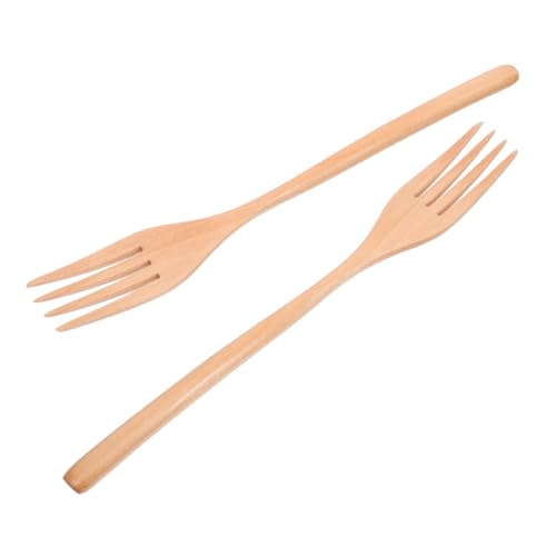 TOPPERFUN 2stücke Serviergabeln Aus Holz Salatgabeln Zum Kochen Und Mischen Langgriffige Wiederverwendbare Gabeln Für Obst Nudeln Und Küche von TOPPERFUN