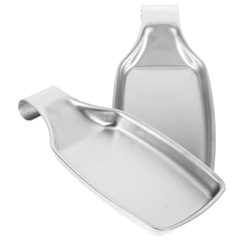 TOPPERFUN 2 Stücke Löffel Tablett Küche Esszimmer Löffel Rest Kochen Kleine Servieren Große Multifunktionale Schlitz Schwere Halter Silber Edelstahl von TOPPERFUN