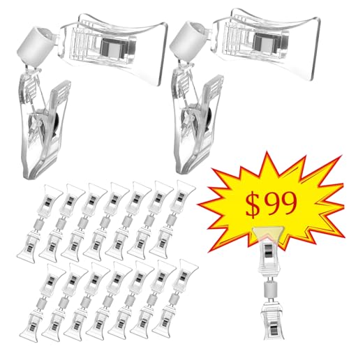 TOPPERFUN 20 Stück Clip Behälter Etiketten Waren Doppelseitige Schwenkschilder Verkaufsschilderhalter Display Hängestreifen Mit Haken Etikettenhalter Werbeschildklemmen Material von TOPPERFUN