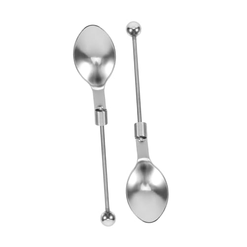 TOPPERFUN 2Er Set Perlen Teelöffel Aufschlag Rühren Kochen Abendessen Party kaffeelöffel gesteckt zuckerlöffel Kaffee-Rührlöffel Kuchenlöffel kleiner Löffel Rühre Löffel 201 Edelstahl Silver von TOPPERFUN